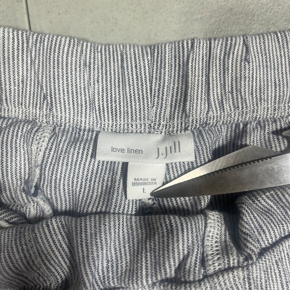 J Jill Love Linen Stripe Drawstring Pull On Pants Womens XL Coastal Resort Boho - Picture 6 of 12